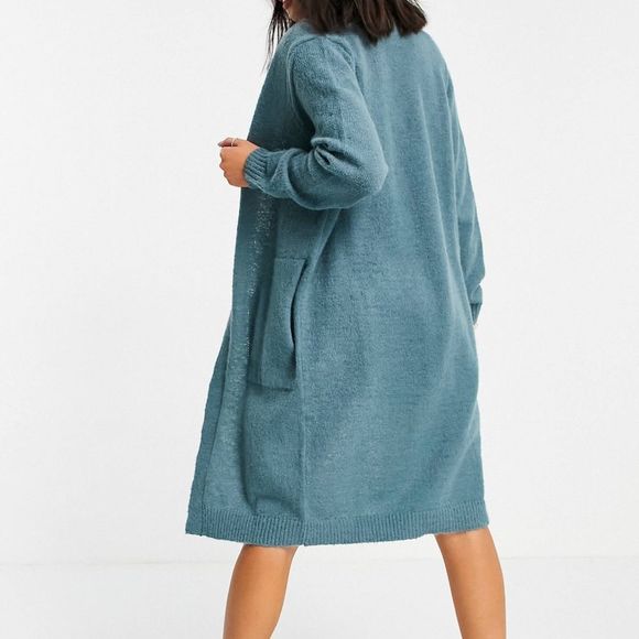 Nwt Asos JDY Firez women long sleeve longline knit cardigan, aqua blue - Picture 2 of 9